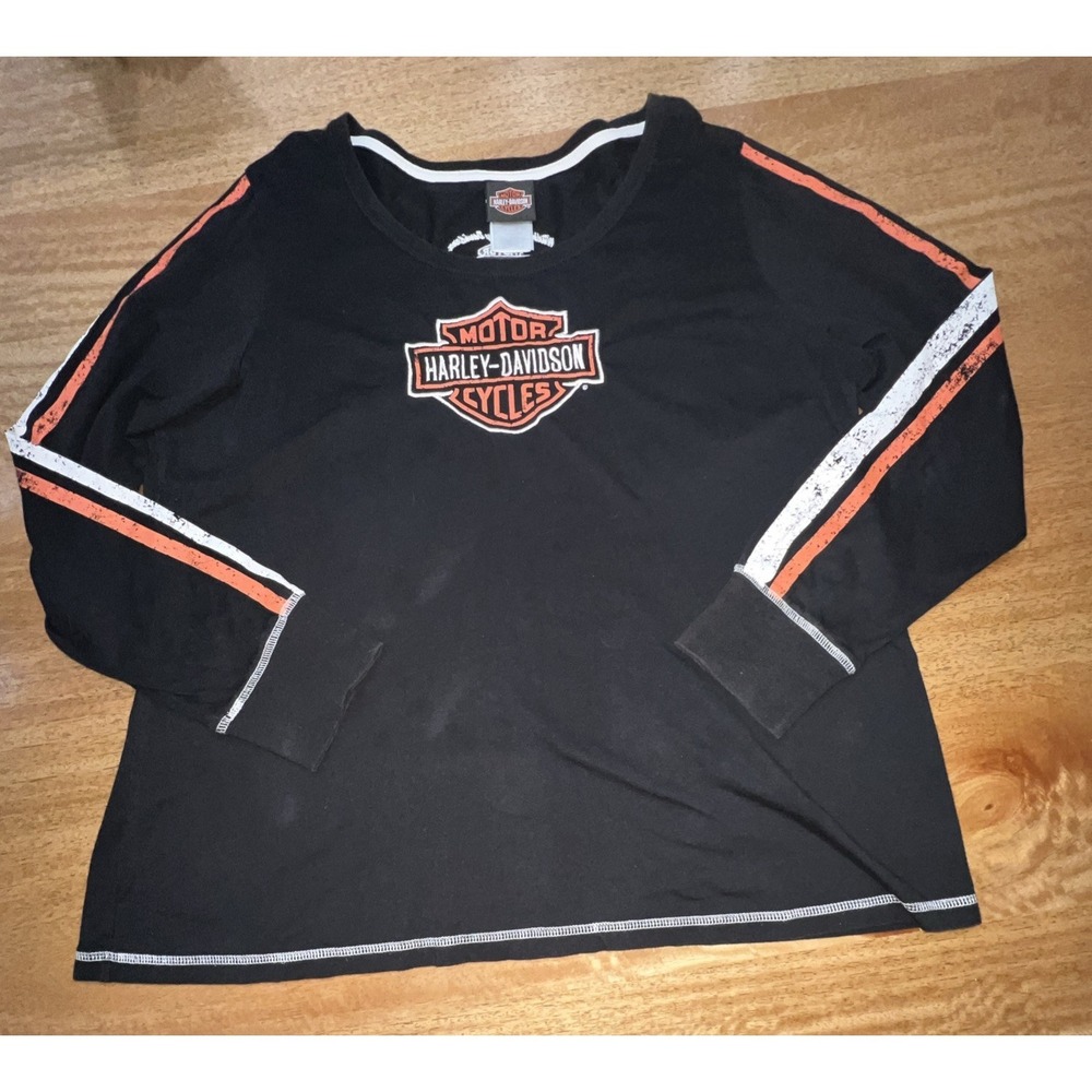 Harley Davidson Black Long-sleeve T-shirt Thumbholes Large Wildrose Bend, Oregon
